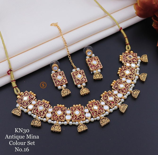 30 KN Kundan Antique Pearl Mina Colour Set Wholesalers In Mumbai
